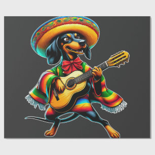 Cinco de Mayo Dachshund Mariachi Guitar Wrapping Paper