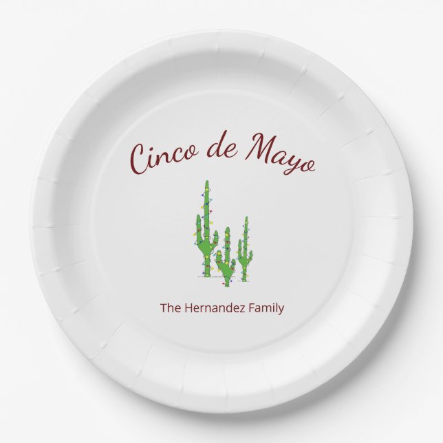 Cinco de Mayo Desert Cactus Fiesta Party  Paper Plate (Front)