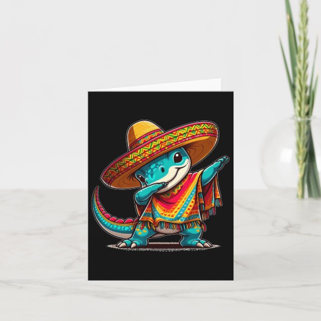 Cinco De Mayo Dinosaur Dabbing Mexican Fiesta 5 De Card (Front)