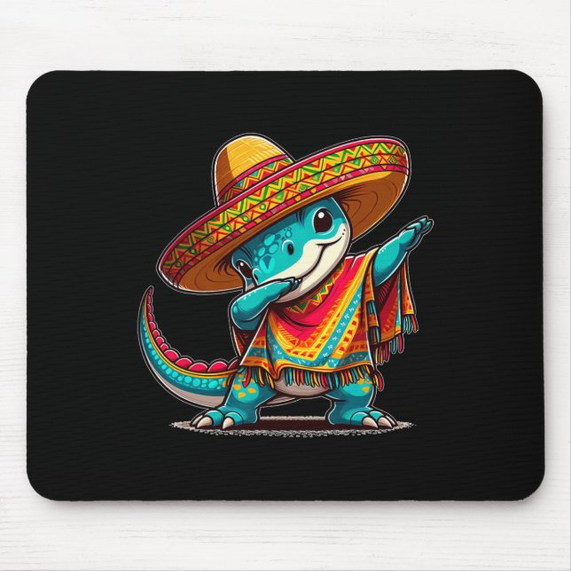 Cinco De Mayo Dinosaur Dabbing Mexican Fiesta 5 De Mouse Pad (Front)