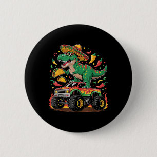 Cinco De Mayo Dinosaur Taco Monster Truck Sombrero 6 Cm Round Badge