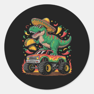 Cinco De Mayo Dinosaur Taco Monster Truck Sombrero Classic Round Sticker