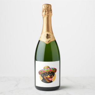 Cinco de Mayo Dog Rottweiler Mexico Sparkling Wine Label