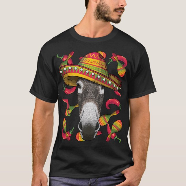 Cinco de Mayo Donkey Sombrero Mexican Fiesta Party T-Shirt (Front)