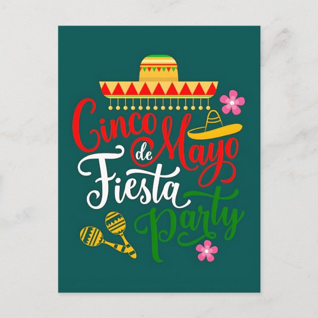 Cinco de Mayo Fiesta Celebration Ideas Holiday Postcard (Front)