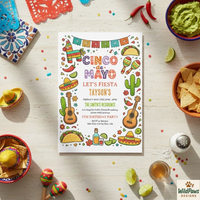 Cinco de Mayo Fiesta – Colourful Party Celebration Invitation (Cinco de Mayo Fiesta – Colorful Party Celebration Invitation)