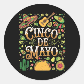Cinco De Mayo Fiesta Cute Party Elements Classic Round Sticker