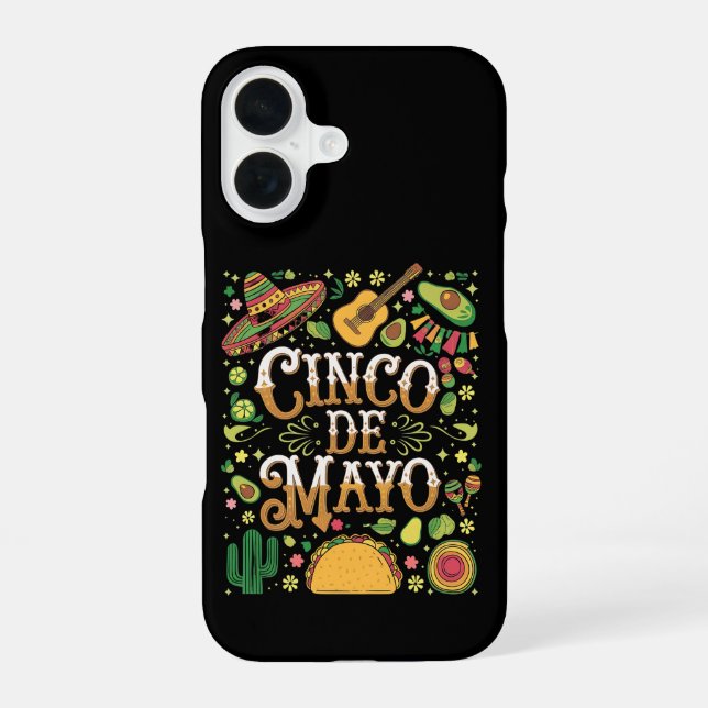 Cinco De Mayo Fiesta Cute Party Elements iPhone 16 Case (Back)