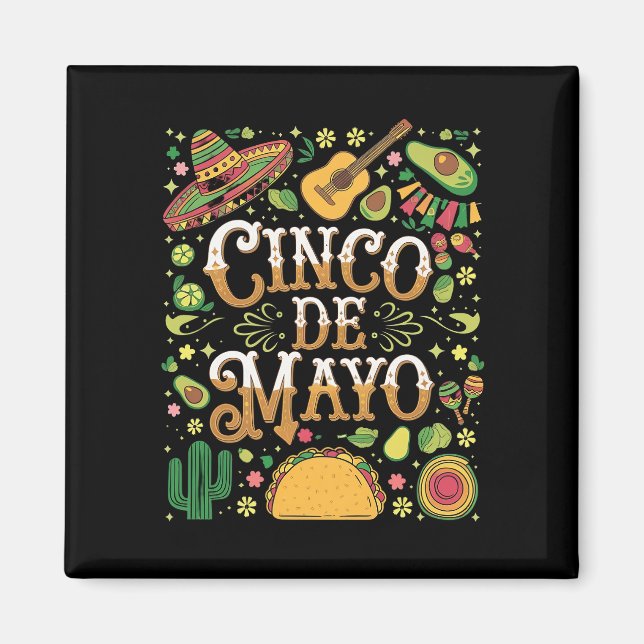 Cinco De Mayo Fiesta Cute Party Elements Magnet (Front)