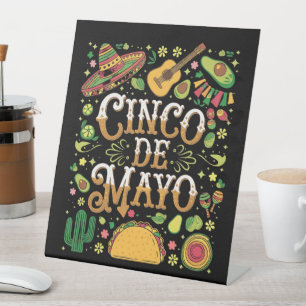 Cinco De Mayo Fiesta Cute Party Elements Pedestal Sign
