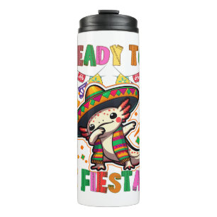 Cinco de Mayo Fiesta Fun Adorable Axolotl Party  Thermal Tumbler