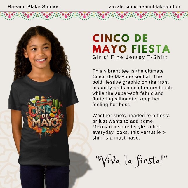 Cinco de Mayo Fiesta Girls' Fine Jersey T-Shirt (Creator Uploaded)