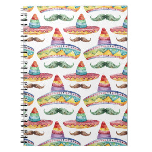 Cinco de Mayo Fiesta Hats Moustaches Notebook