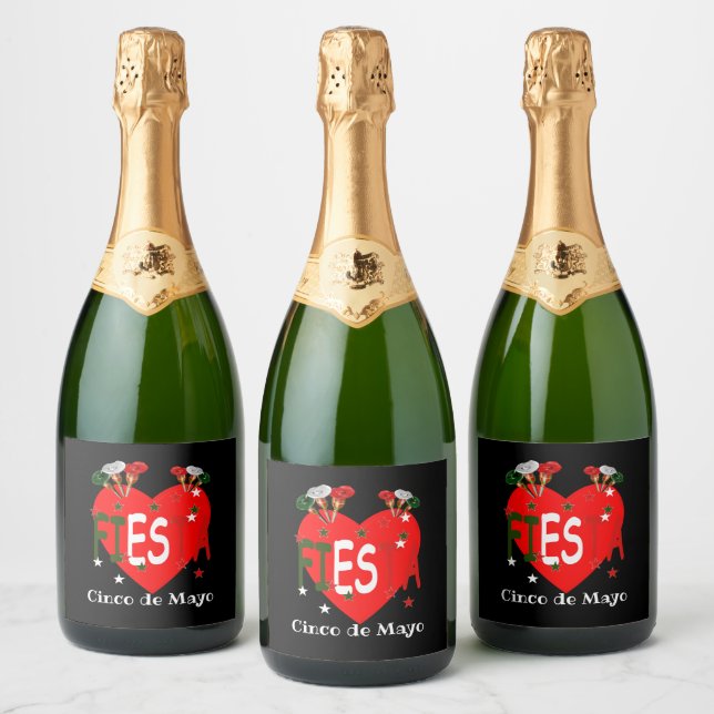 Cinco de mayo ,fiesta mexican,Personalised Sparkling Wine Label (Bottles)