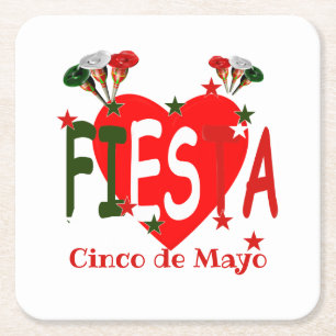 Cinco de mayo ,fiesta mexican square paper coaster