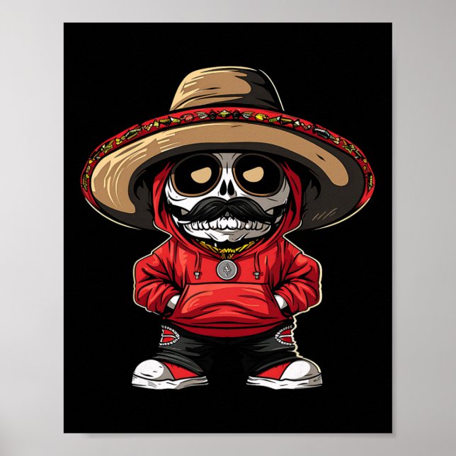 Cinco De Mayo Fiesta Mexico Skeleton Party Sombrer Poster (Front)