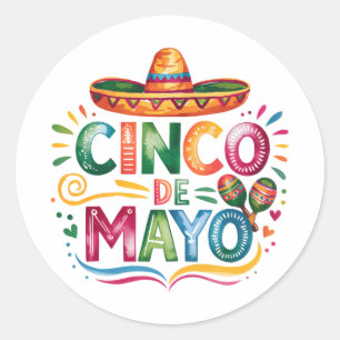 Cinco De Mayo Fiesta Sombrero Maracas Party Classic Round Sticker
