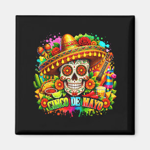 Cinco de mayo fiesta sombreros mexican sugar skull magnet