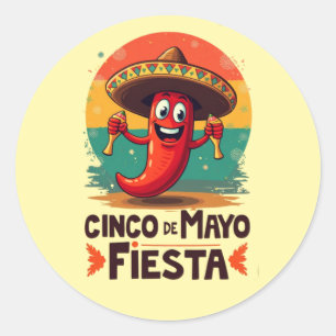 Cinco de Mayo Fiesta – Spicy & Fun Mexican Party Classic Round Sticker