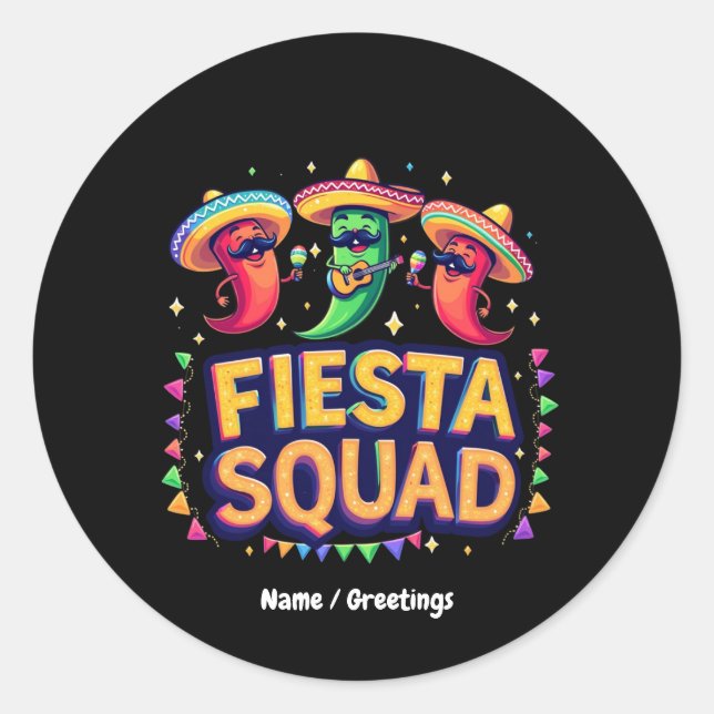 Cinco de Mayo Fiesta Squad Family Mexican Party  Classic Round Sticker (Front)