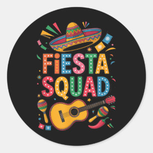 Cinco De Mayo Fiesta Squad Sombrero Guitar Fun Classic Round Sticker