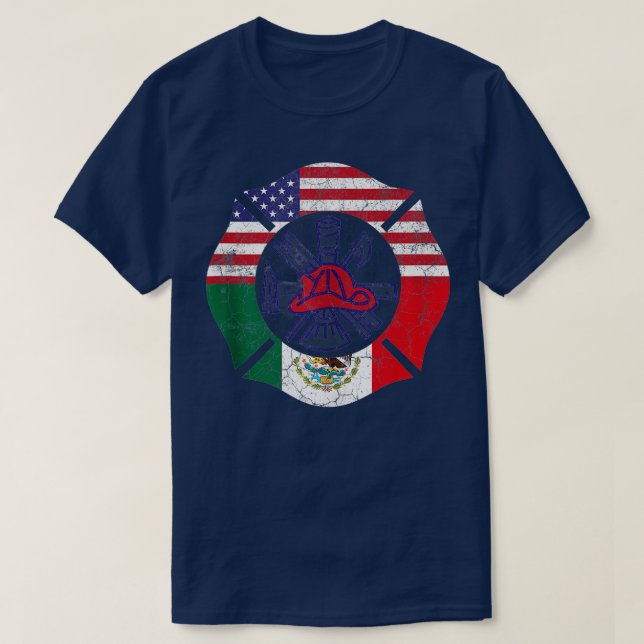 Cinco De Mayo Firefighter Fireman Mexican American T-Shirt (Design Front)