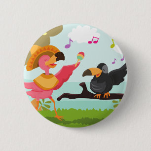 cinco de mayo flamingo 6 cm round badge