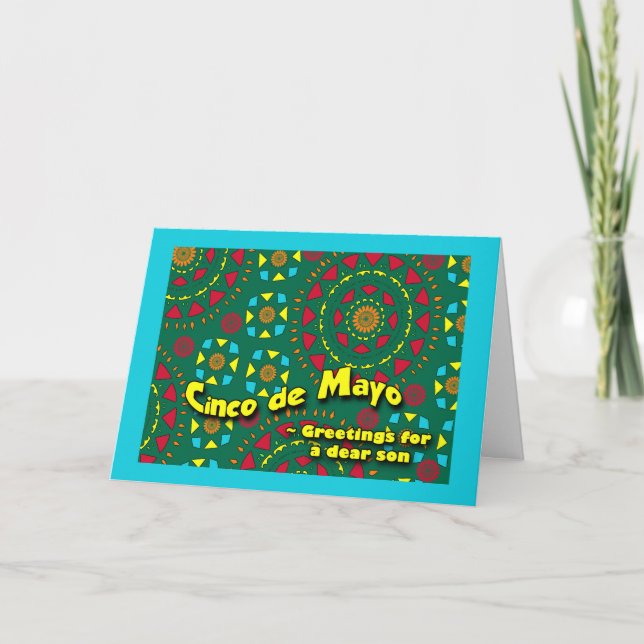 Cinco de Mayo for Son, Colourful Mosaic Card (Front)