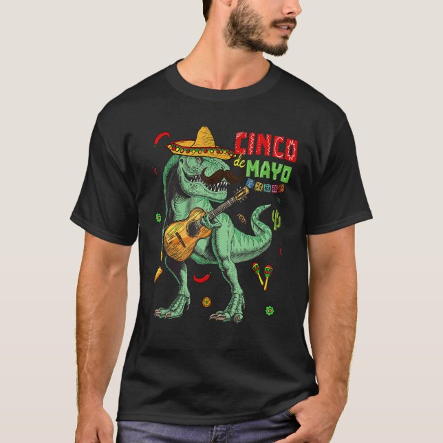 Cinco De Mayo  For Toddler Boys Kids Dinosaur Rex T-Shirt (Front)