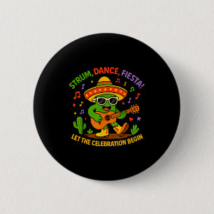 Cinco de mayo funny cactus sombrero strum danceCin 6 Cm Round Badge