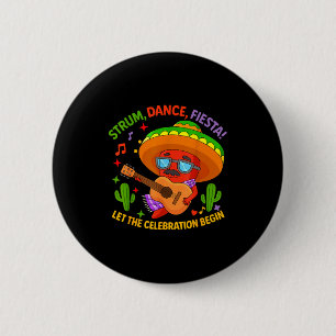 Cinco de mayo funny chilli pepper sombrero strum 6 cm round badge