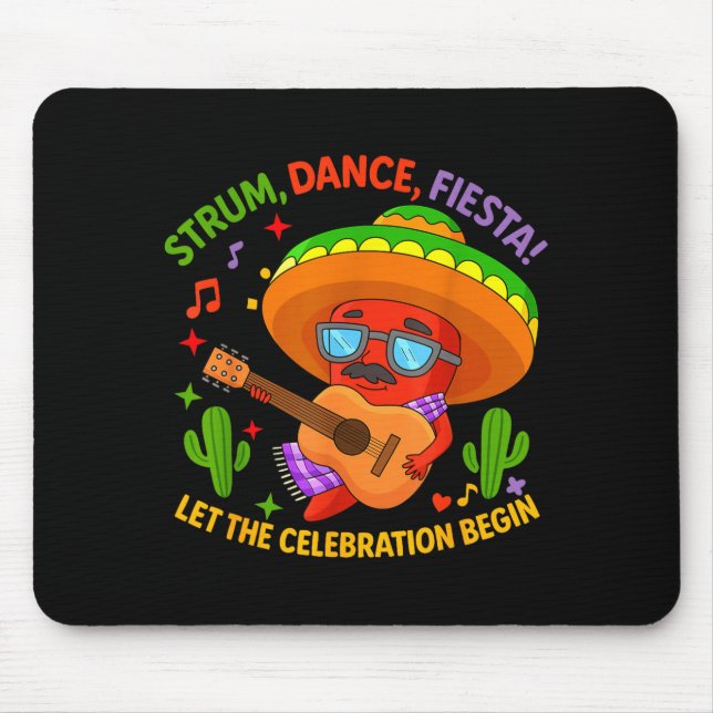 Cinco de mayo funny chilli pepper sombrero strum mouse pad (Front)