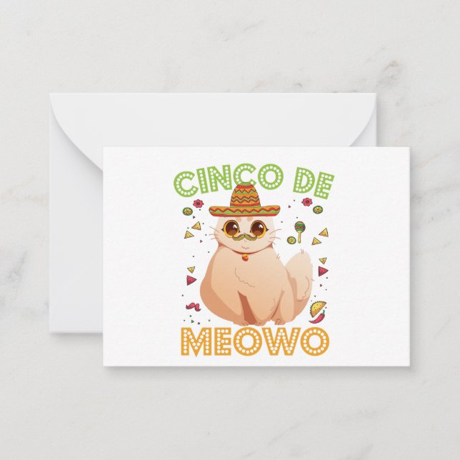 Cinco De Mayo Funny Mexican Cat Cindo De Mayo Gift Card (Front)