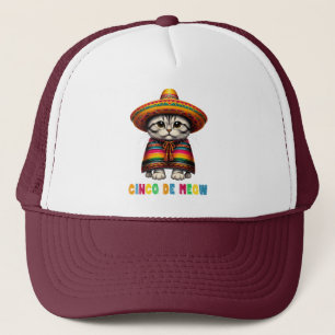 Cinco De Mayo Funny Mexican Cat Sombrero Meow Trucker Hat