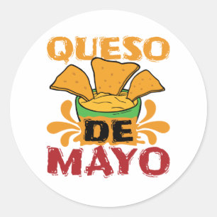 Cinco de Mayo Funny Queso Pun Classic Round Sticker