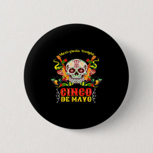 Cinco de mayo funny sugar skull holiday party humo 6 cm round badge