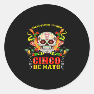Cinco de mayo funny sugar skull holiday party humo classic round sticker