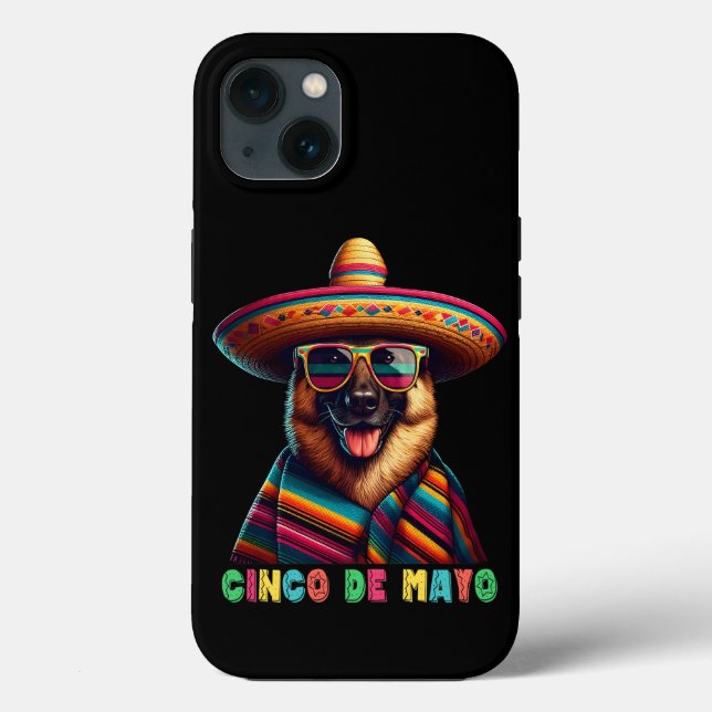 Cinco De Mayo German Shepherd With Poncho Sombrero Case-Mate iPhone Case (Back)