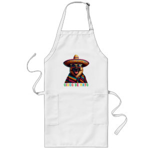Cinco De Mayo German Shepherd With Poncho Sombrero Long Apron