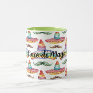Cinco de Mayo Green Brown Moustaches Mug