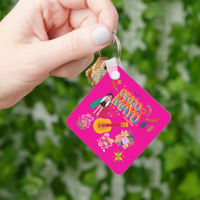 Cinco De Mayo hot pink Key Ring (Hand)