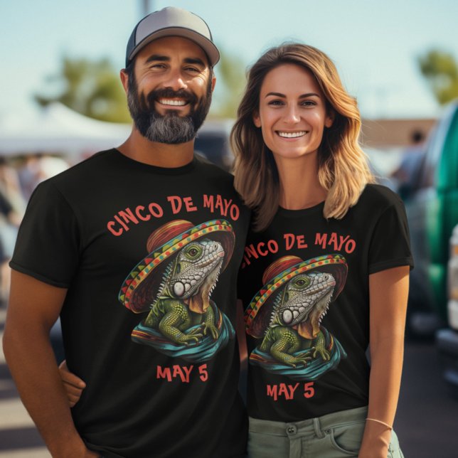 Cinco de Mayo Iguana Wearing Sombrero & Serape T-Shirt (Creator Uploaded)