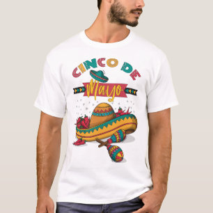 Cinco De Mayo Illustration, 1/2 T-Shirt