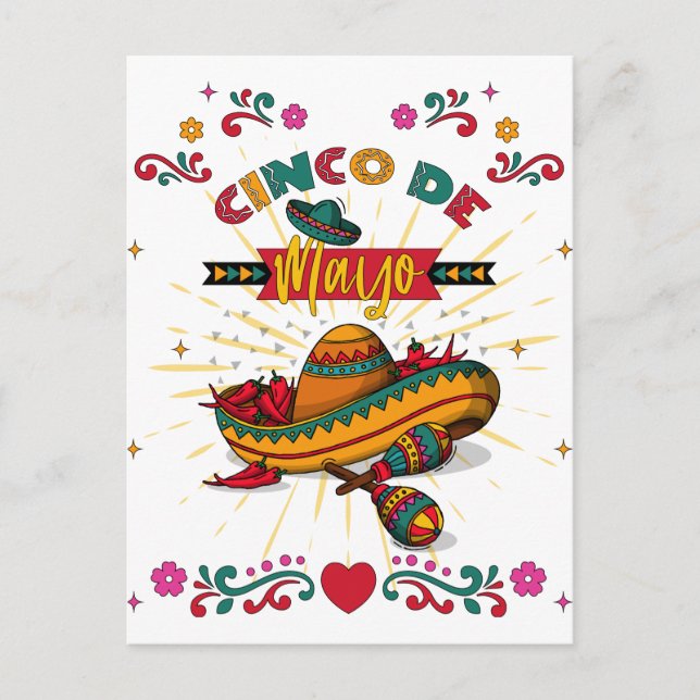 Cinco De Mayo Illustration, 2/2 Postcard (Front)