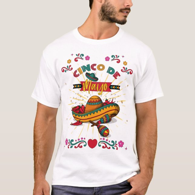 Cinco De Mayo Illustration, 2/2 T-Shirt (Front)