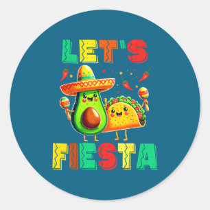 Cinco de mayo let's fiesta avocado and tacos cinco classic round sticker
