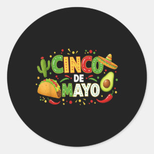 Cinco De Mayo Lets Fiesta Avocado And Tacos Cinco  Classic Round Sticker