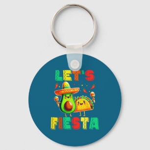 Cinco de mayo let's fiesta avocado and tacos cinco key ring