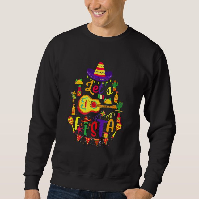 Cinco De Mayo Let's Fiesta Guitar Cactus Mexican H Sweatshirt (Front)