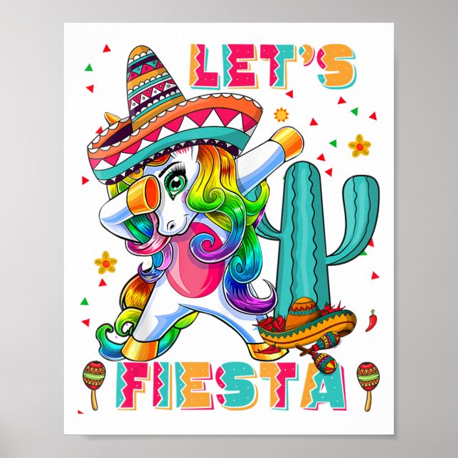 Cinco De Mayo Lets Fiesta Mexican Cactus Unicorn D Poster (Front)